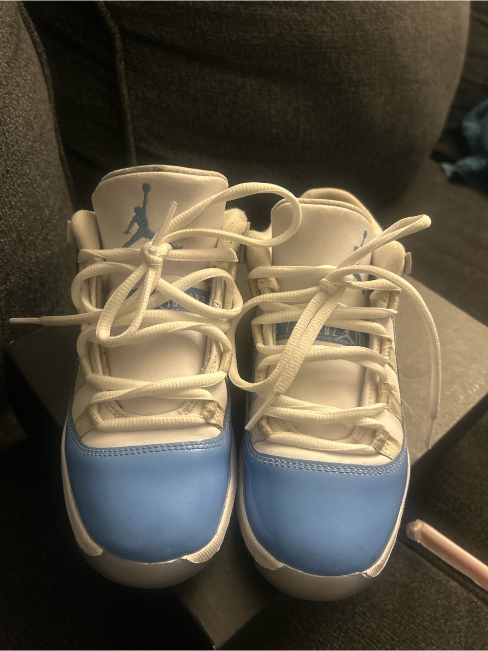 Jordan Kids' White and Light Blue Basketball Sneakers